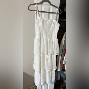 Lulu's White Textured Tiered Dress